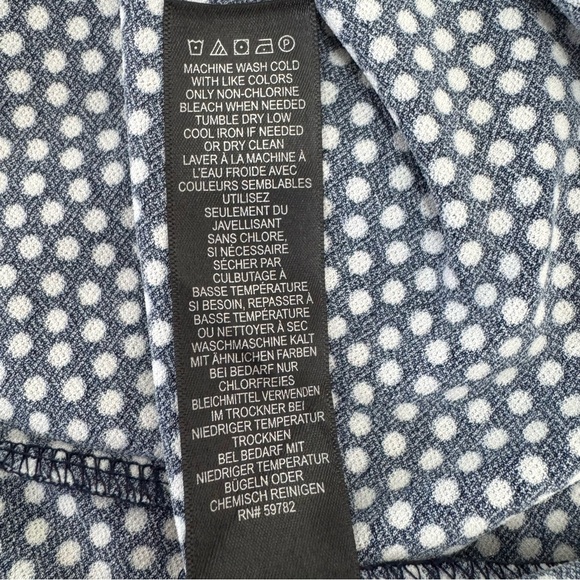 Women's 3X Adrianna Papell Pullover Navy & White Dot Ruffle Blouse Flare Sleeve - Picture 9 of 10